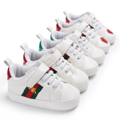 Newborn Baby Boy Crib Shoes Infant White PreWalker Trainers Rubber Sneaker