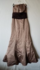 Davids Bridal Long Dress Womens Brown Tan Formal invisible zip mermaid style SZ6