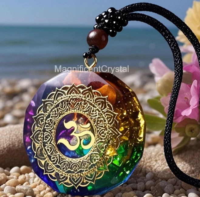 Orgonite Pendant 7 Chakra Healing Talisman Necklace Crystal Women Men Jewelry - Image 4 of 4