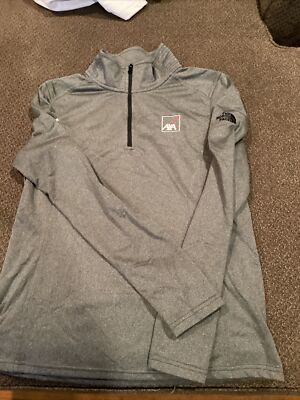 North Face Quarter Zip Womens M Excellent Condition AXA Insurance Logo SHARP 