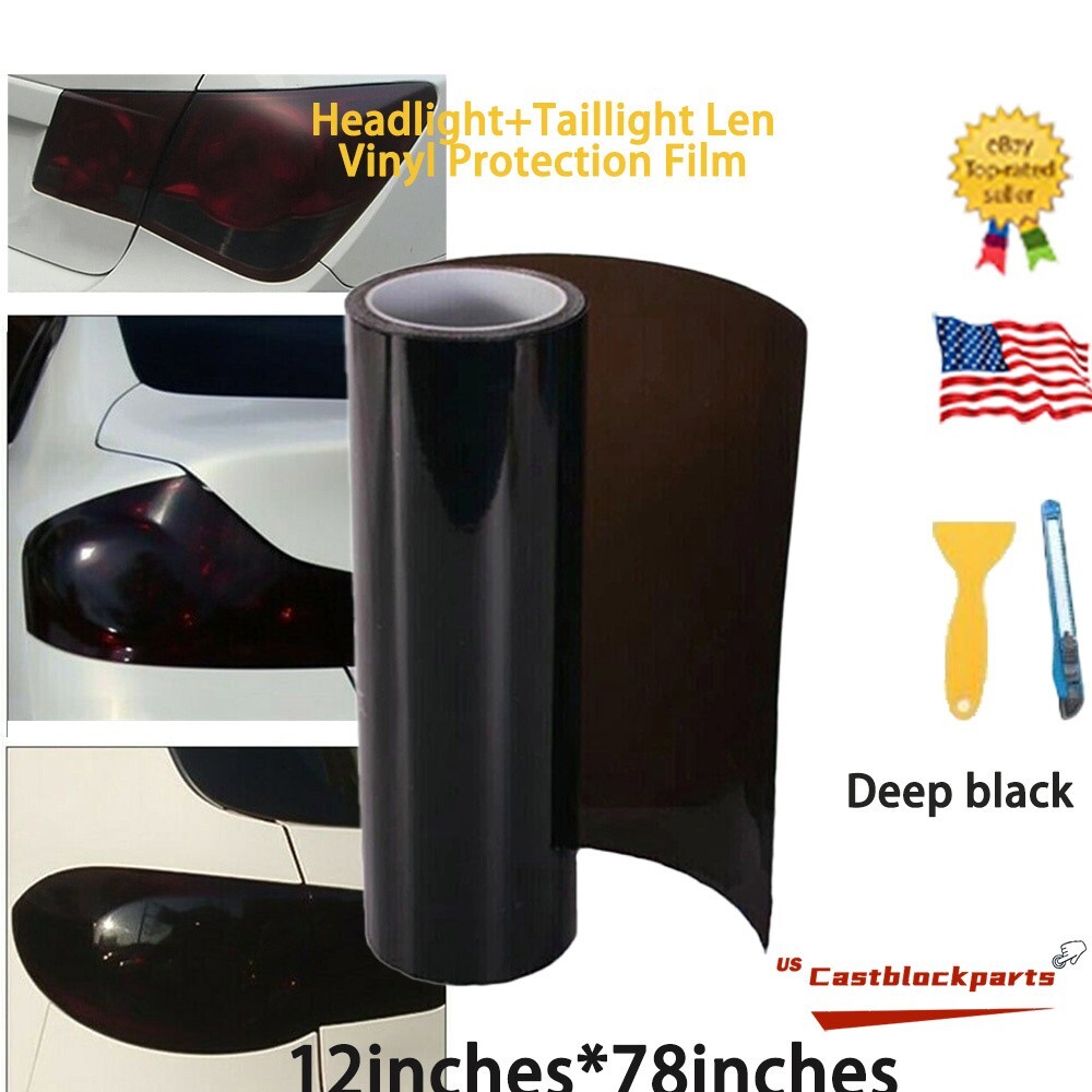 Castblock Gloss Dark Black Headlight & Taillight Tint Vinyl Wrap Film - 12