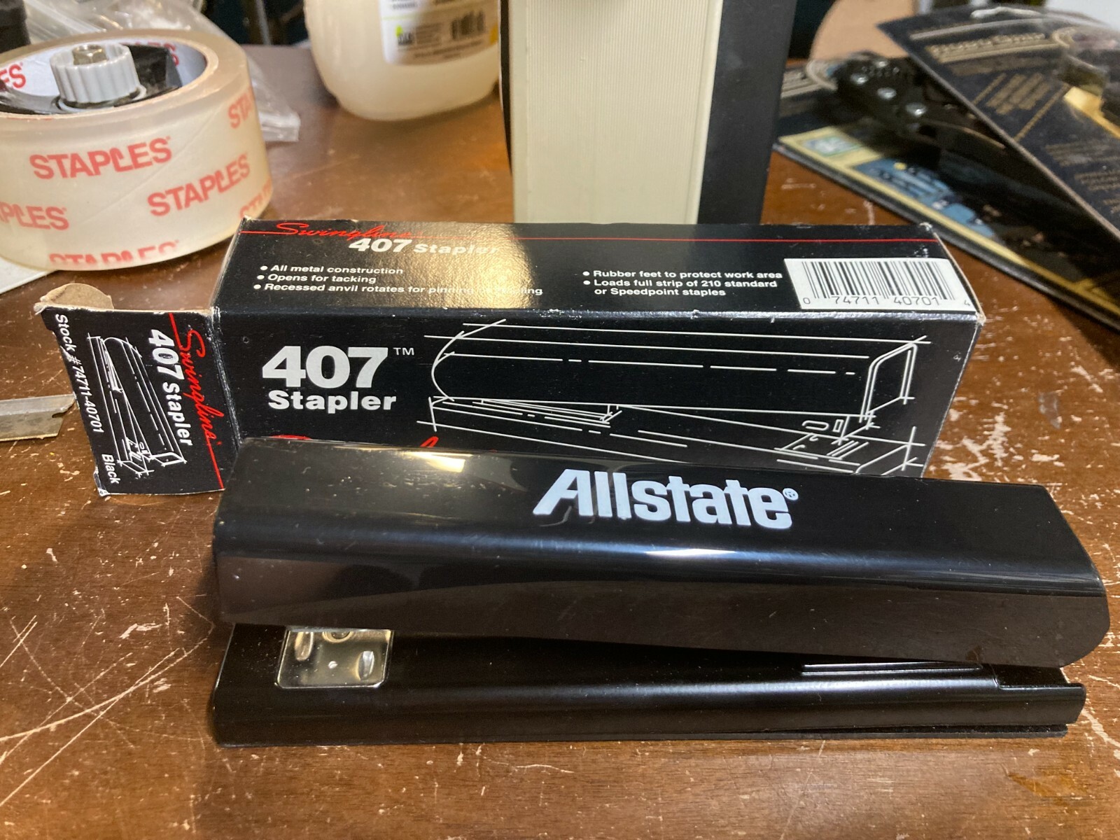Vintage Swingline 407 Stapler 7 Inch Black Allstate Insurance USA-image