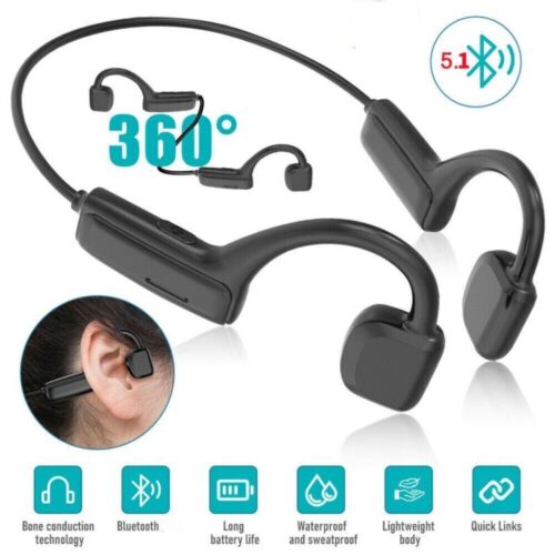 Bluetooth Bone Conduction Headphones Wireless Sports Headset Earphones Foldable - Picture 1 of 14