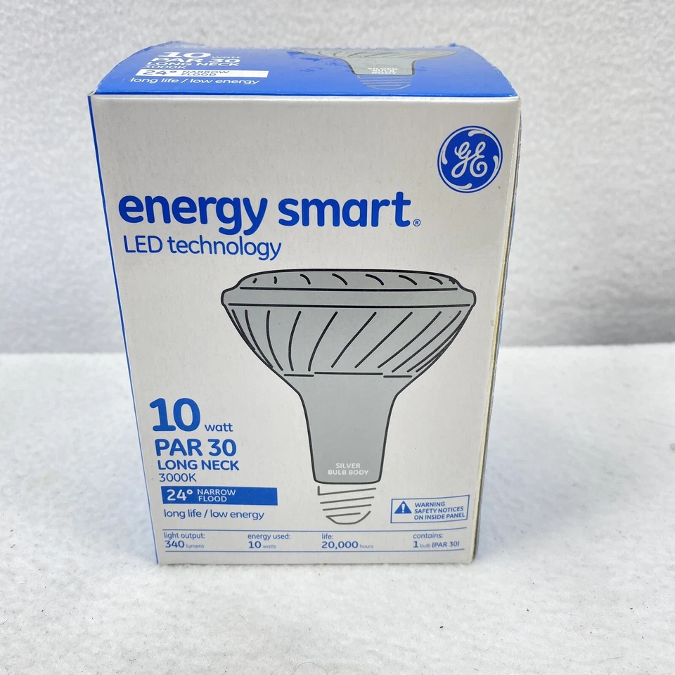 Ge Energy Smart Par 30 3000k 10 Watt Long Neck LED Siver Bulb Body Narrow Flood - Image 2 of 4