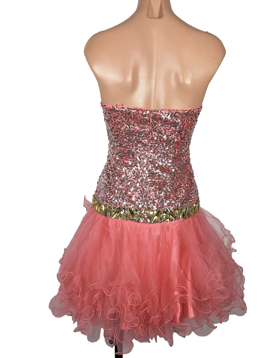 NIGHT MOVES VTG 90s PINK Bubble Ruffle Flirty Sweetheart Party Grunge Dress  Sz 4 | eBay
