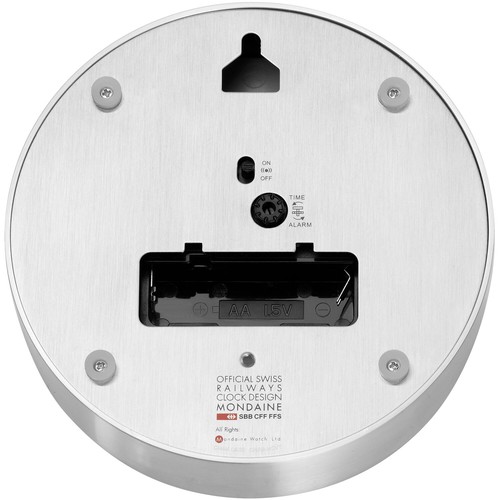 Mondaine Wall Clock And Alarm Clock Silver/Grey 4 7/8in A997.MCAL.86SBV.1 - Picture 3 of 4