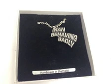 Man Behaving Badly  Emblem on Silver Platinum Plated Necklace 18" refa86