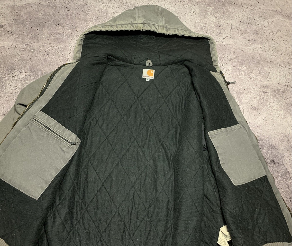 Vintage Carhartt 80s/90s Gray Zip Cotton Faded Heavy Jacket Made