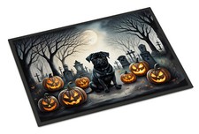 Pug Black Spooky Halloween Doormat