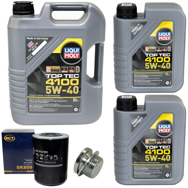 MotoröL Set 4100 5W-40 Liqui Moly 7 Liter + ÖLfilter + Schraube FüR Fiat Ducato-image
