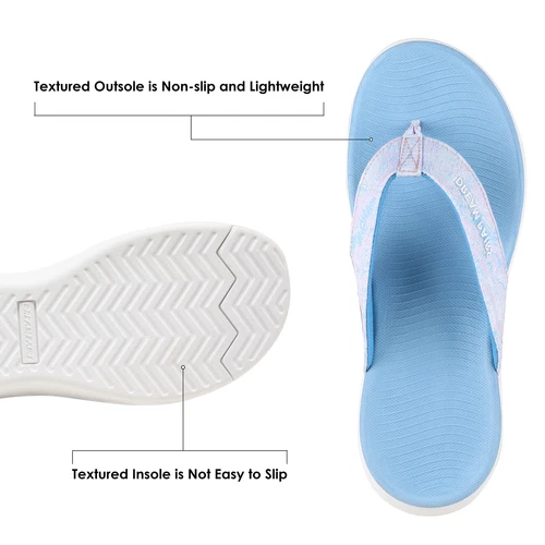 Women Arch Support Flip Flops Thong Sandals Outdoor Walking Beach Sandals - Picture 23 of 29