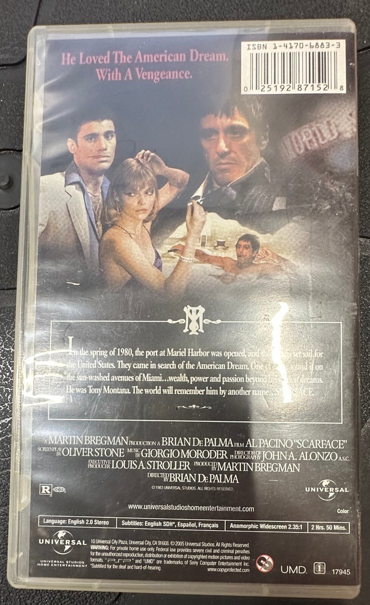 Sony PSP UMD Video Movie DVD SCARFACE (1980) 2005 Rare