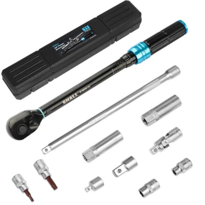 SHALL 1/4" 3/8"1/2" Torque Wrench Set,2-220Nm Dual Direction Adjustable 72 Tooth UK