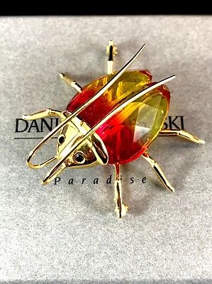 Daniel Swarovski バタフライブローチ NIB DANIEL SWAROVSKI PARIS PARADISE 18K GP AMAZAR FIRE OPAL LARGE