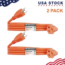 2PACK 16/3 Gauge Heavy Duty 3 Prong Indoor/Outdoor Extension Cord 13A 1625W SJTW