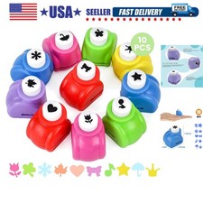 10 Pack Multicolored Shape Paper Hole Punch Craft Set for DIY Crafting, Scrap...