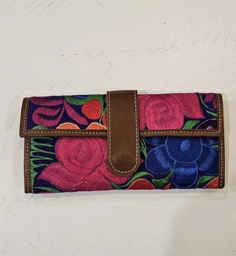 Embroidered Floral Wallet Handicraft Mexican
