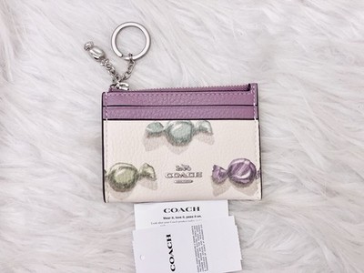 COACH Mini Skinny Id Case With Candy Print & Charm Refined Pebble