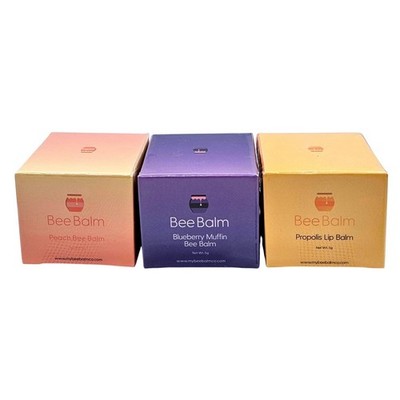Bee Balm Lip Balm Set 3 Pack Peach Blueberry Muffin Propolis 5g Each New