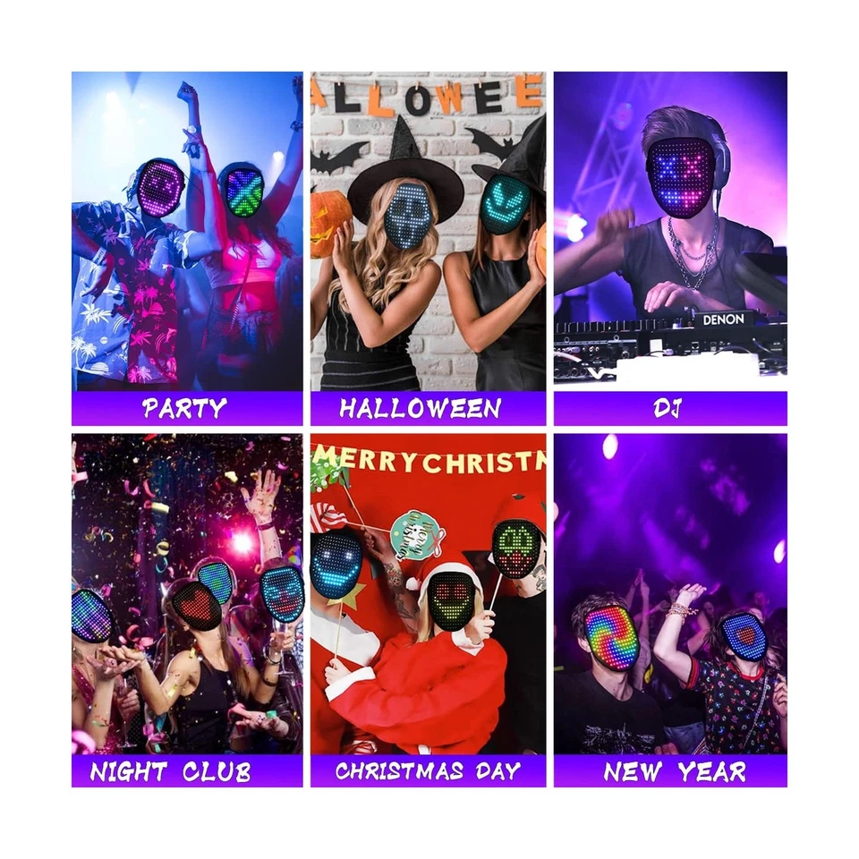 Máscara LED con Detección de Gestos Máscara Facial Iluminada LED para Disfraz Juegos con disfraces Fiesta... Foto 2 de 4