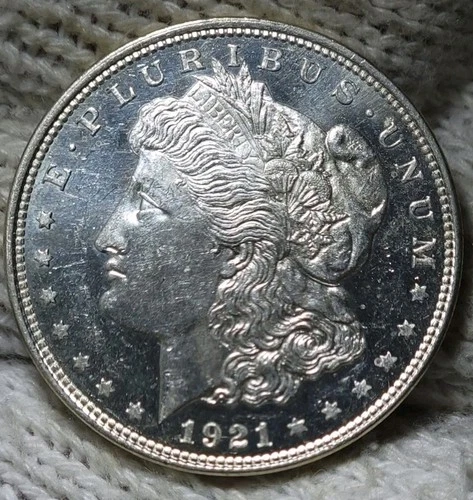 1921 Morgan Silver Dollar Brilliant Uncirculated PL-DMPL OBVERSE