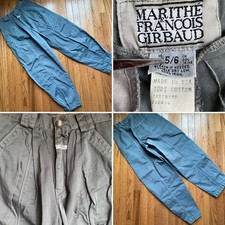 VINTAGE GIRBAUD Gray Pleated Cotton 80s Snap Ankle Pant 5/6 27  