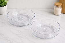 2 Pack Clear Lazy Susan Turntable Organizer 10in Rotating Kitchen Pantry Tray