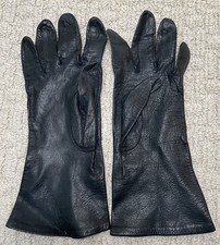 Vintage Black Kid Leather Gloves Womens 6.5 Unlined Soft Supple Wrist Length