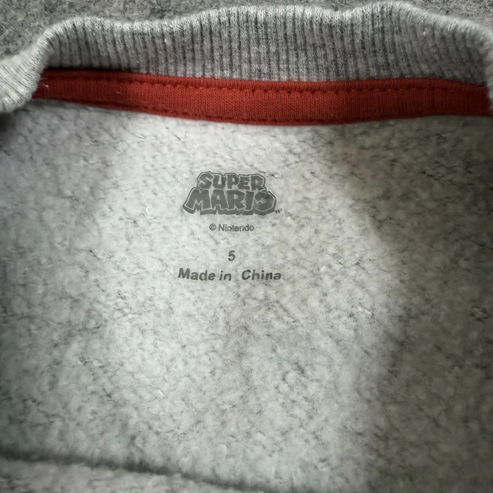 Super Mario Bros Cozy Sleepwear 2-Piece Pajamas Set Fits Youth/Boy's Size 5 Grey - Image 4 of 4