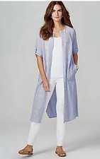 J. Jill Pale Blue Embroidered Long Duster Preppy Professional M NWT 119.00