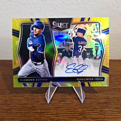Panini 2025 select Auto Evan Carter DAS-EC Gold /10 Rangers