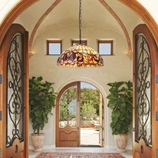 European Retro Chandelier Colorful Acrylic Lamp Shade Pendant Lamp Ceiling Light