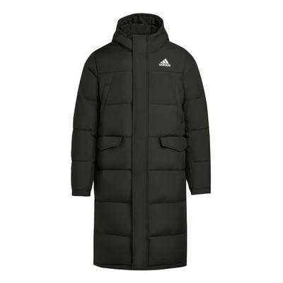 adidas 3 Stripes Water-Resistant Warm Hooded Long Zipper Parka Duck Down Jacket