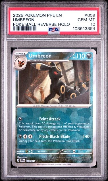 Prismatic Evolutions Umbreon #059/131 Poke Ball Reverse Holo PSA 10 Low Pop