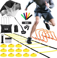 GHB Agility Ladder,Football Training Equipment Set,4 Agility Hurdles, 20 Feet12
