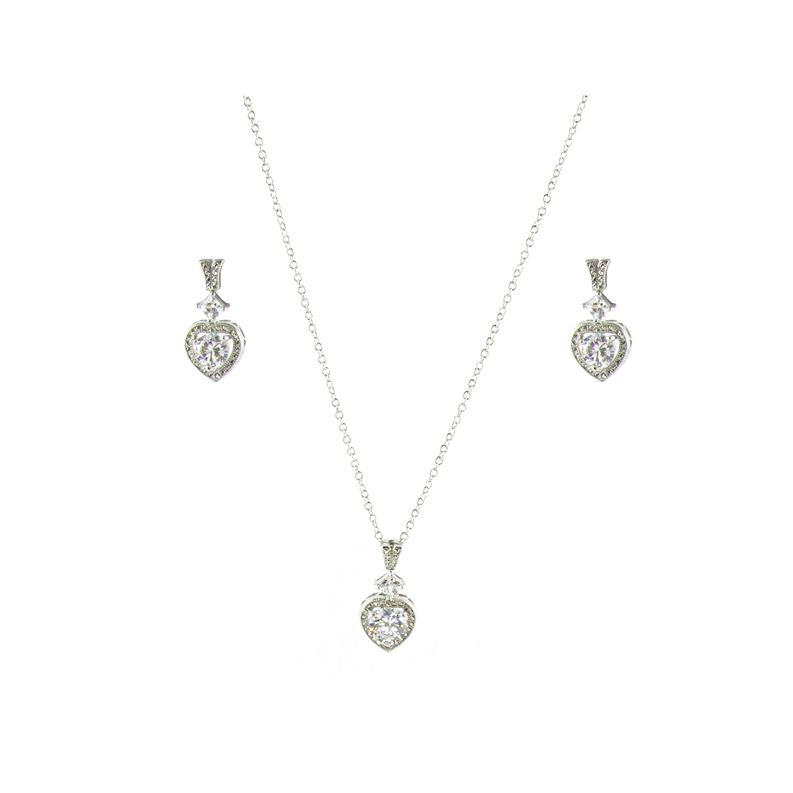 Ожерелье подвеска серьги и кольцо Forever Love с кубическим цирконием 18 Размер 8 3290₽