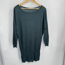 Patrizia Pepe Sweater Dress Womens M Hunter Green Silk Cashmere Dolman Holiday