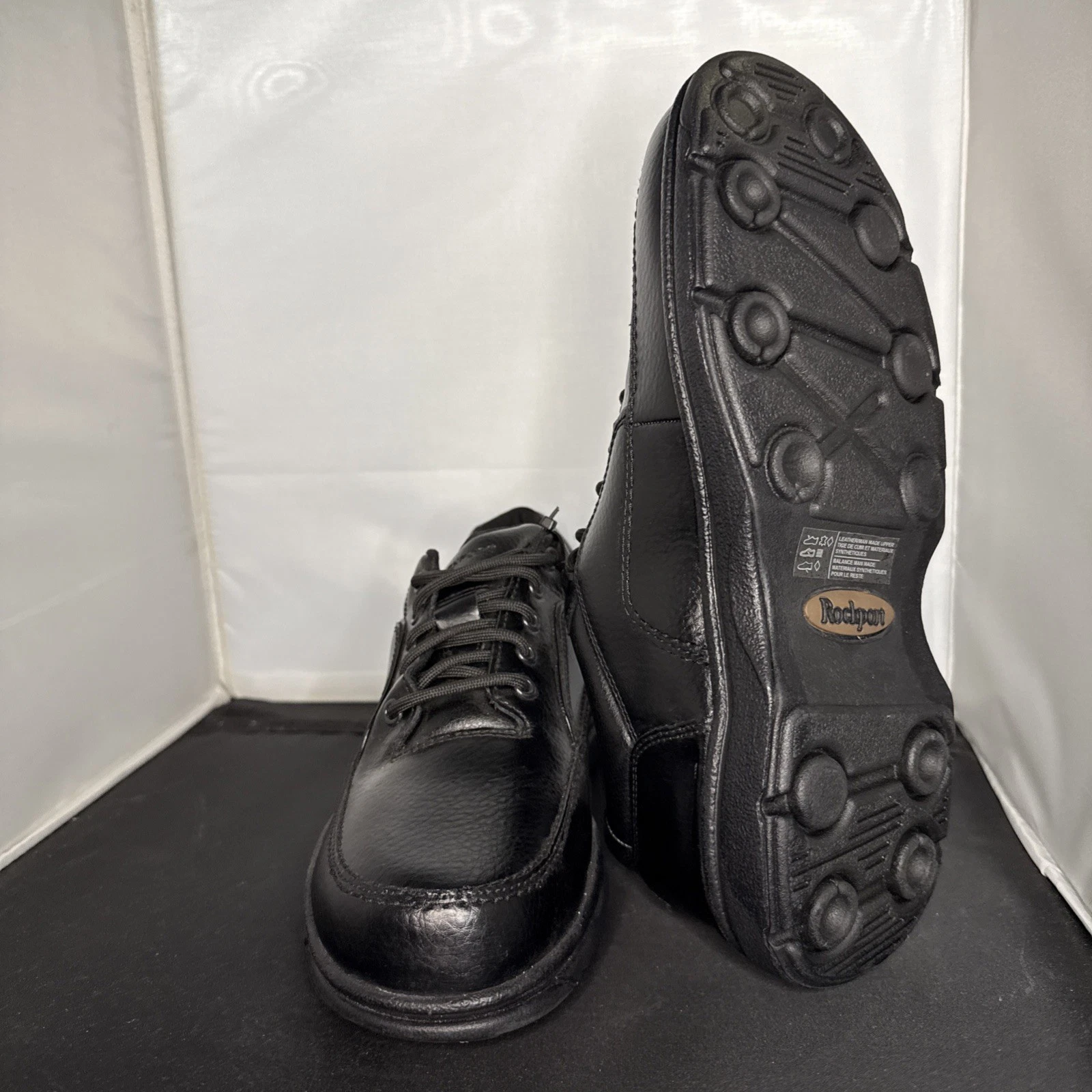 Rockport Ridgefield Eureka Shoes Men's Size US 13 Black Leather Lace-Up K71218