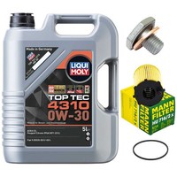 MotoröL Filter Set Liqui Moly 0W-30 5 Liter + Schraube FüR Citroen Jumpy Peugeot