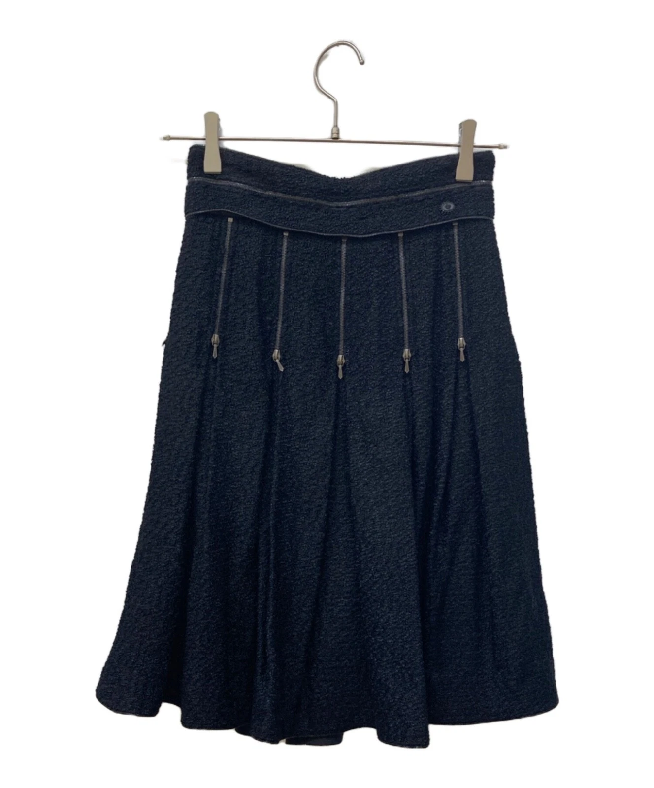 Chanel — CHANEL  Multi-Zip Bouclé Skirt Tag Size 36 Black P33320V23481 Authentic Women's