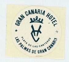 Gran Canaria Hotel Las Palmas Canary Islands Vintage Luggage Label