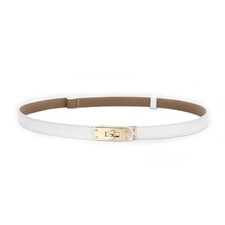 Adjustable Thin Belts For Womens Skinny Belts For Cream With Gold Buckle