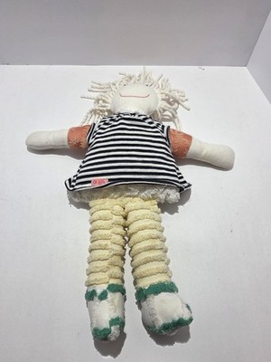 Battat Cloth Rag Doll H18000-01 Yarn Hair Striped Dress Plush Toy