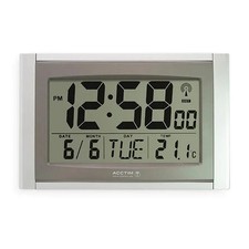 Wall Clock Silver Acctim Stratus Easy Read Modern Round Home Timepiece