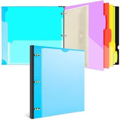 Telescoping Project Organizer with 5 Colors Pocket Dividers, Plastic Binder w...