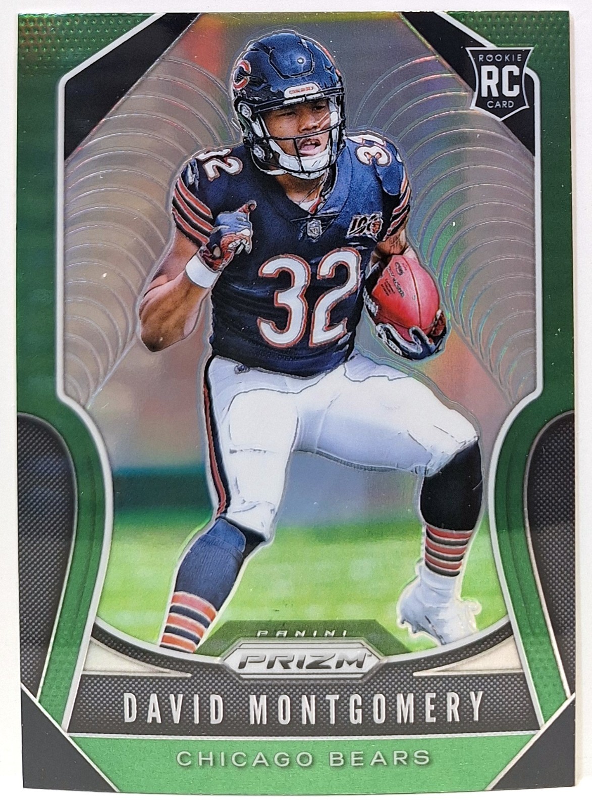 2019 Football Panini Prizm Green Card #327 Chicago Bears David Montgomery
