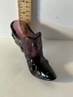 Fenton vintage amethyst floral design glass shoe