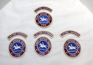 Lot of 4 Vtg 1960's Post Office Dept Pony Uniform Patches & Letter Carrier Tabs