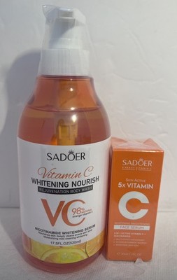 2pck- Sadoer 5X VITAMIN C-face Serum & Body Wash Vitamin C Whitening
