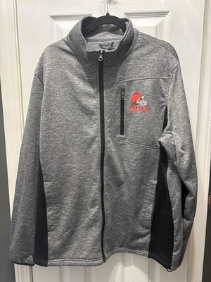 NFL Cleveland Browns Men s XL Full Zip Performance Jacket Gray Black Athletic